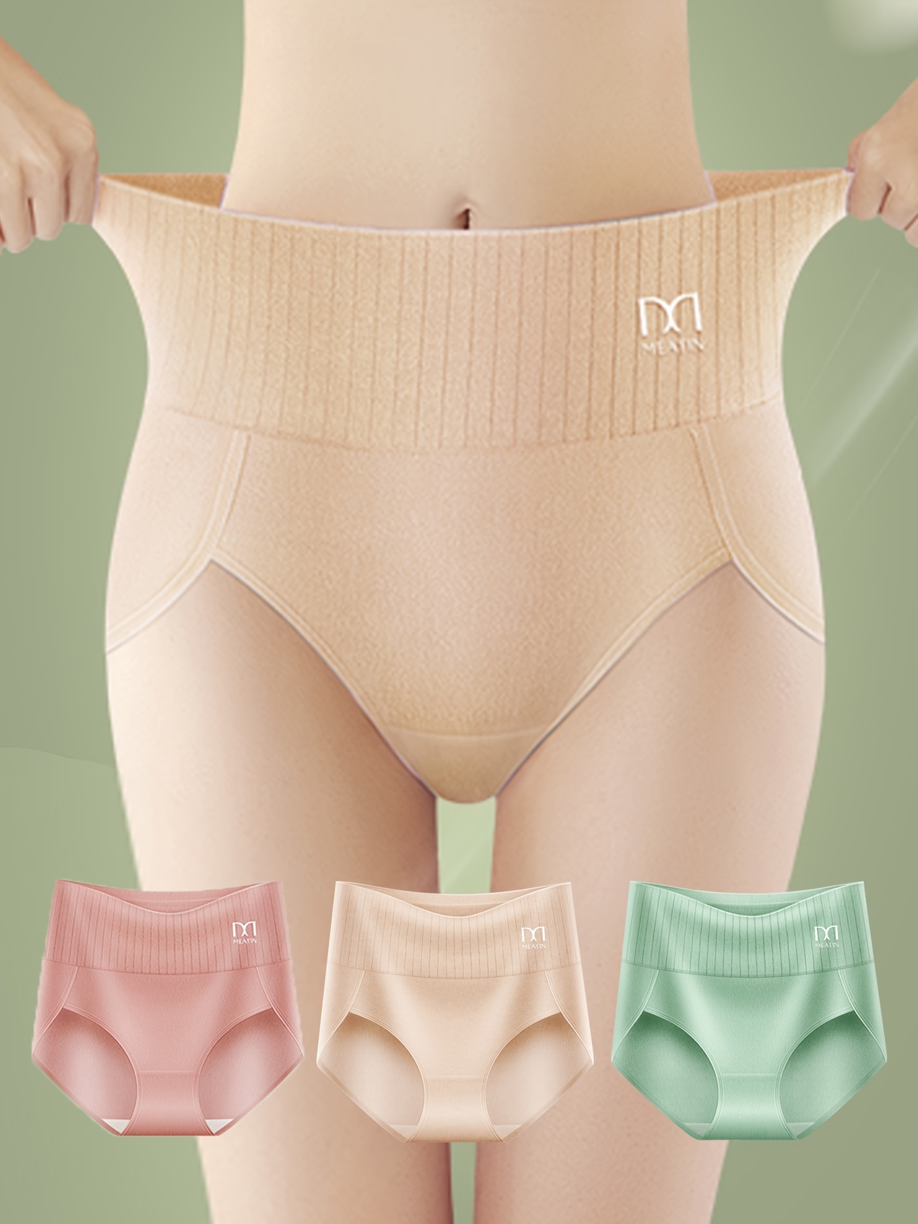 6 Pcs Simple Panties, High Waist Solid Color High Cut Cheeky Comfy  Intimates Briefs, Women's Lingerie & Underwear