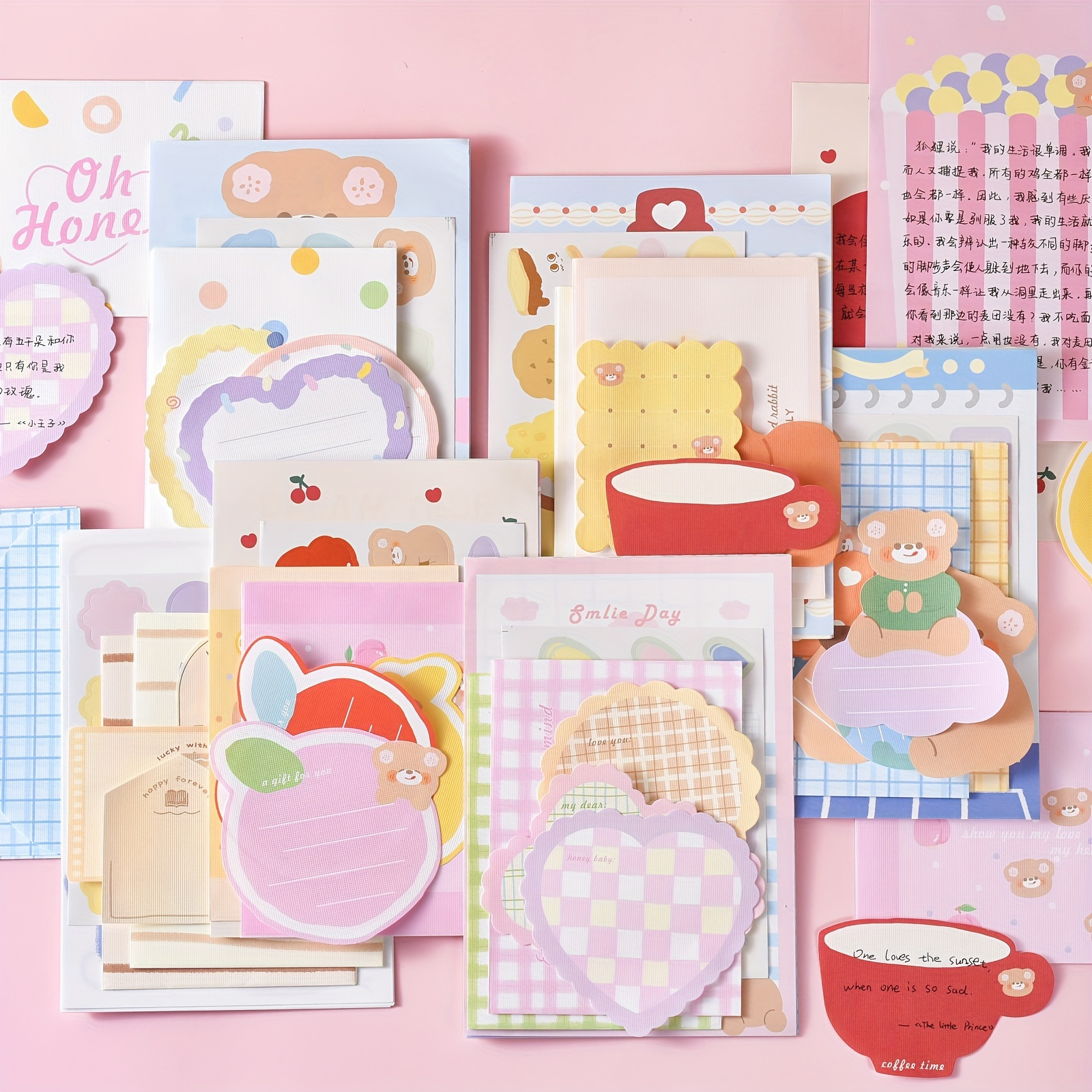 Kit de papelería kawaii para niña, cinta washi, almohadillas para notas,  pegatinas, suministros escolares bonitos, planificador