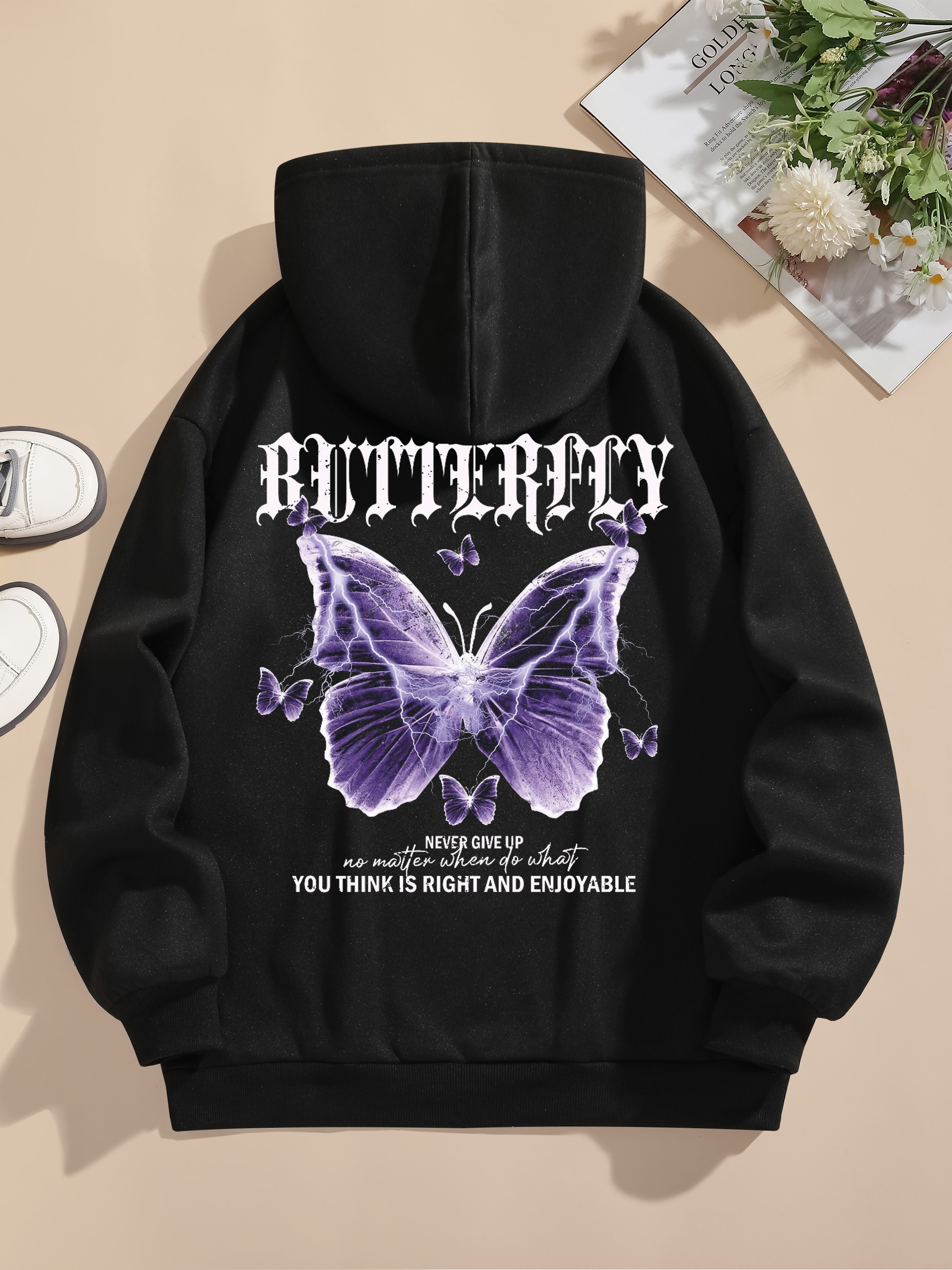 Hoodie with discount butterflies on sleeves