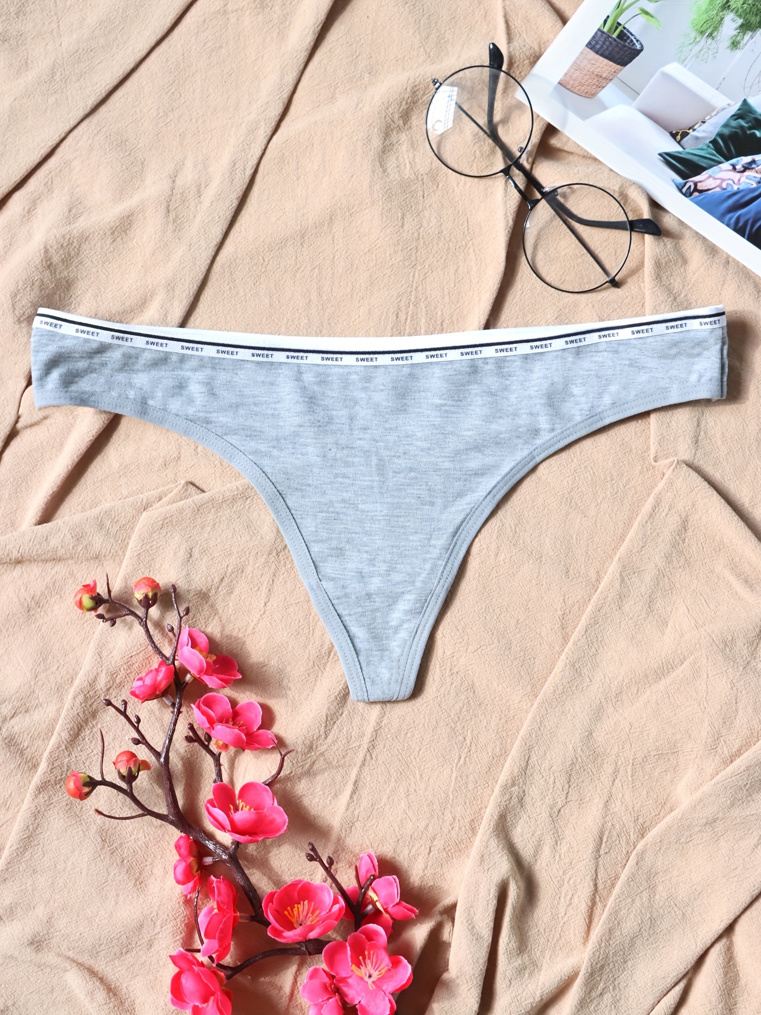 Custom Female Underwear with Letter Name Elastic Thread Thongs Women Cotton  Panties Lingerie Bikini Solid Personalized G-Strings