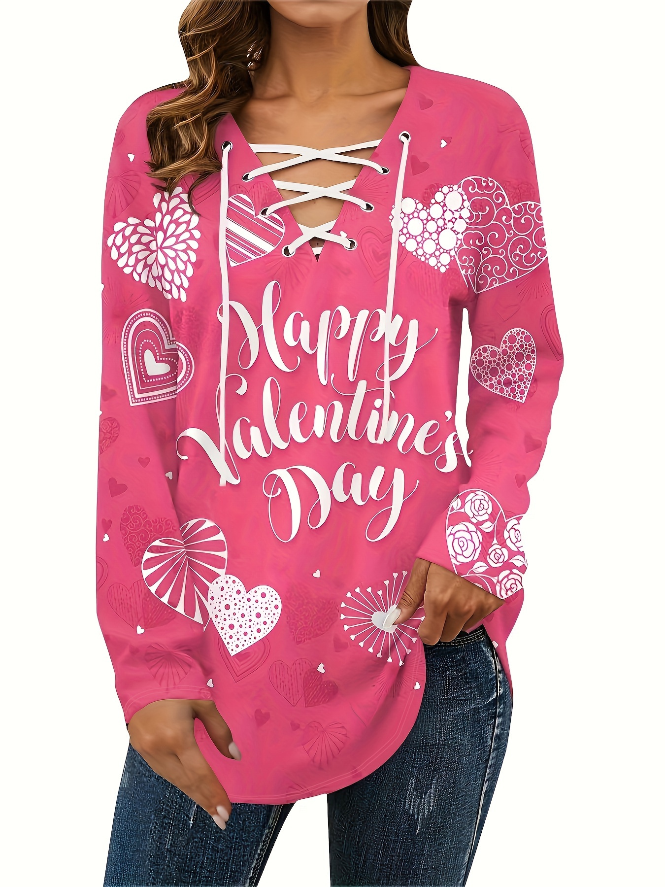 DUMUIELD Women's Plus Size Valentines Day Sweatshirt Women's Plus, Cheapest  Thing On  1 Cent