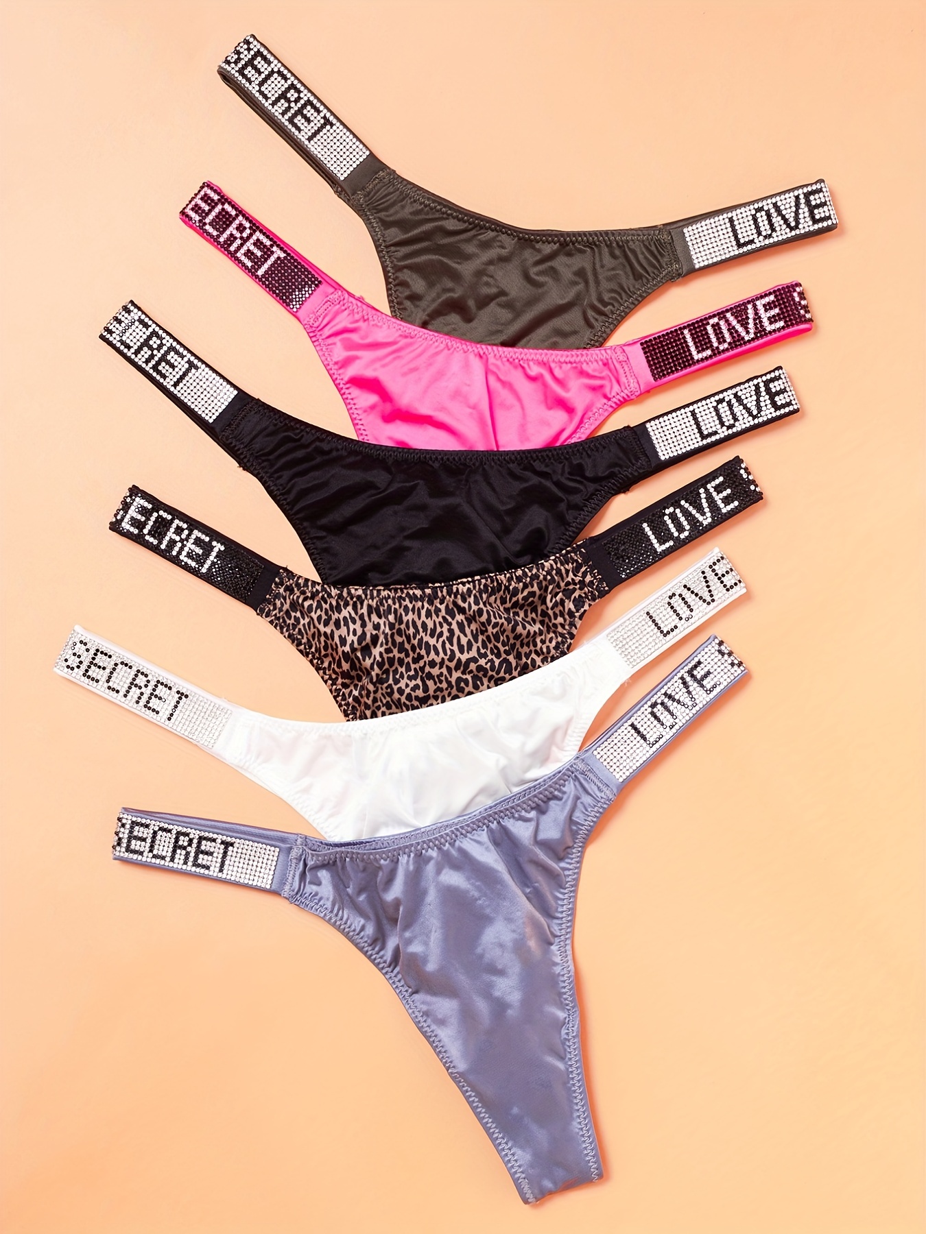 New Victoria Secret PINK Panties V String Thong XL Ribbed Jewels Sparkle  Logo