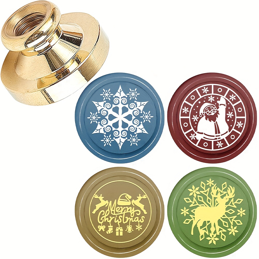 Christmas Wax Seal Stamps Xmas Snowman Santa Claus Elk Snowflake Copper  Brass Sealing Stamp For Gift Wrapping Scrapbooking Cards