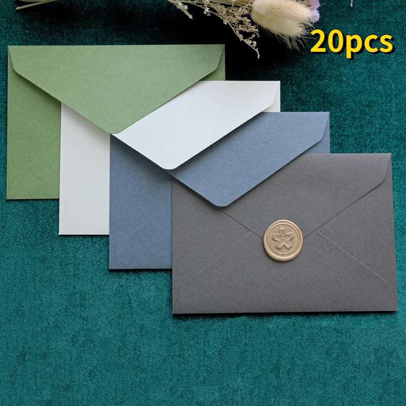 20pcs enveloppes d'invitation bleu rétro papier Kraft meilleurs