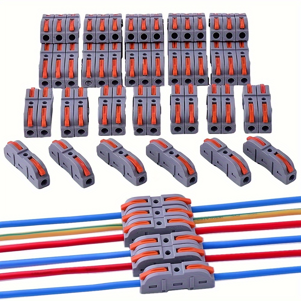 6 conectores de cable de palanca, kit de conectores eléctricos de conductor  de tira de terminales de 12 posiciones para circuito en línea 24-12 AWG
