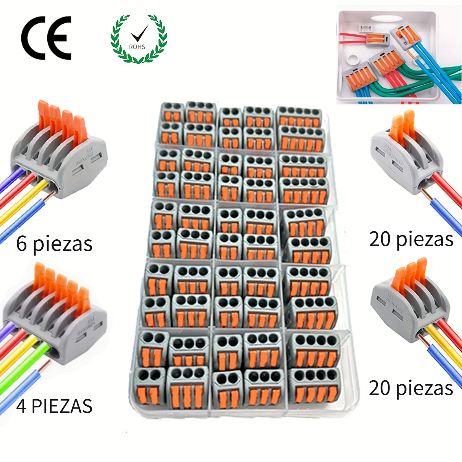 Conectores eléctricos 50PCs, conector de alambre, herramienta de conector  de iluminación, para accesorios eléctricos de aislamiento