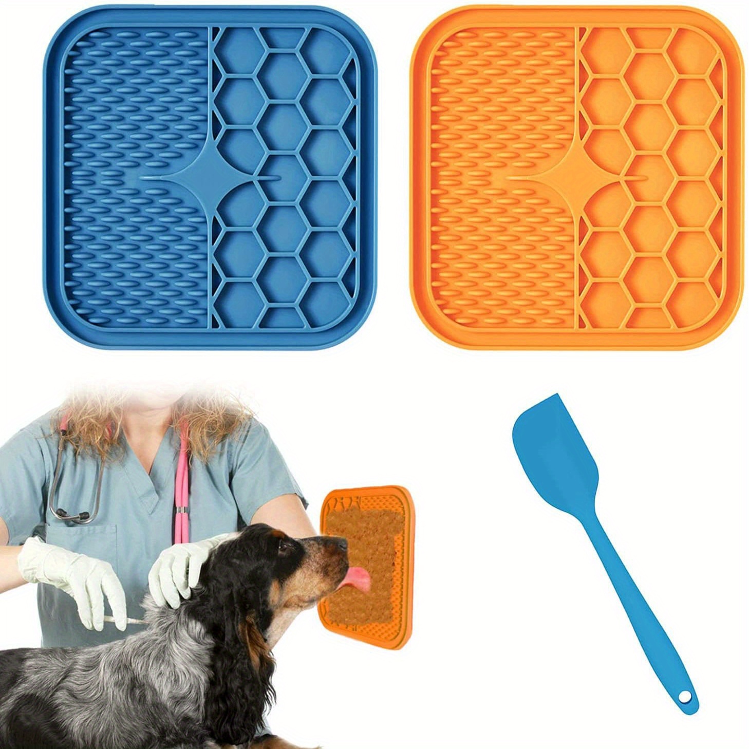 Lick Mat for Dogs, 2 Pcs Dog Crate Lick Pads Slow Feeder, Lick Pad Crate  Training Toy Crate Lick Plate,Very Suitable Peanut Butter, Treats Yogurt