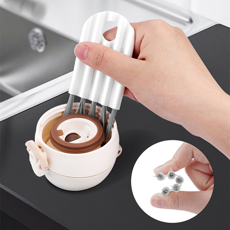 3-in-1 Cup Cover Lid Cleaning Brush Lunch Box Nipple Gap Groove Cleaning  Brush Mini Silicone Cup-Holder Household Cleaner Tools