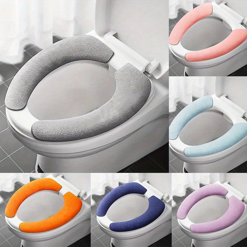 4 Pcs Housse de Cuvette en Peluche Chaude Fond Etanche Couverture Siège de  Toilettes Luxe Abattant WC Coussin coloré Universel
