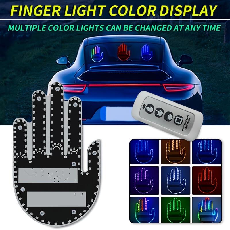 Funny Car Gesture Remote Hand LED Finger Light Middle Finger Rear Window  Display Lamp Car Decorative Ambient Light - AliExpress