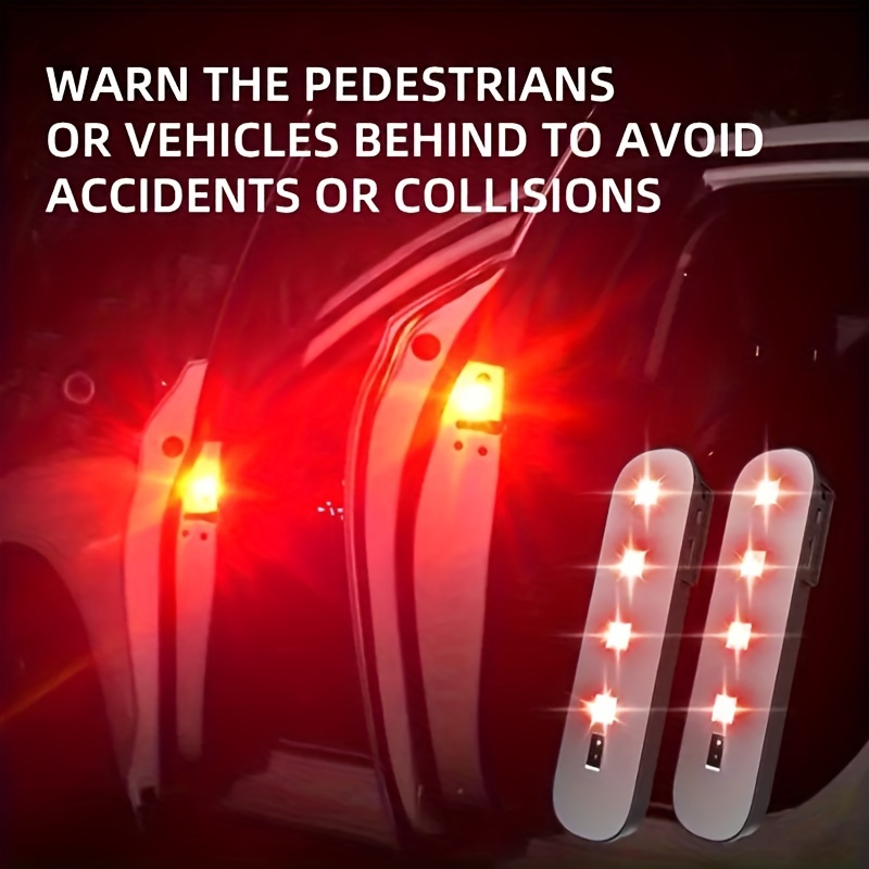 2 luci stroboscopiche anti-collisione per portiera dell'auto (luce rossa)