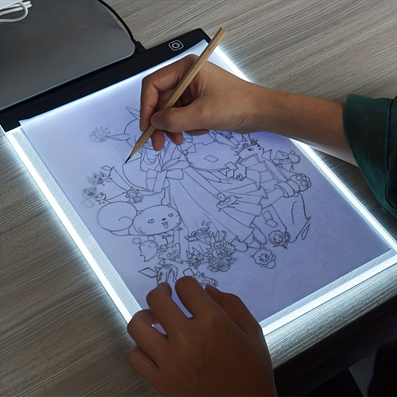  A4 LED Light Pad, Tavolozza Light Board Ultra-Thin Tracing Box  for Drawing, Diamond Painting, Streaming, Sketching, Stenciling, USB  Powered Drawing Board, with Adjustable Brightness and Clips
