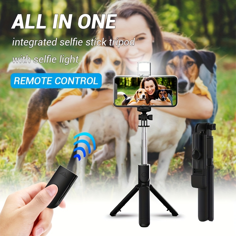 HOLD UP Selfie Stick for iPhone Samsung Phone Portable Remote Control Selfy  Stick Selfie Stick with Fill Light & Small Extendable Tripod Stand for
