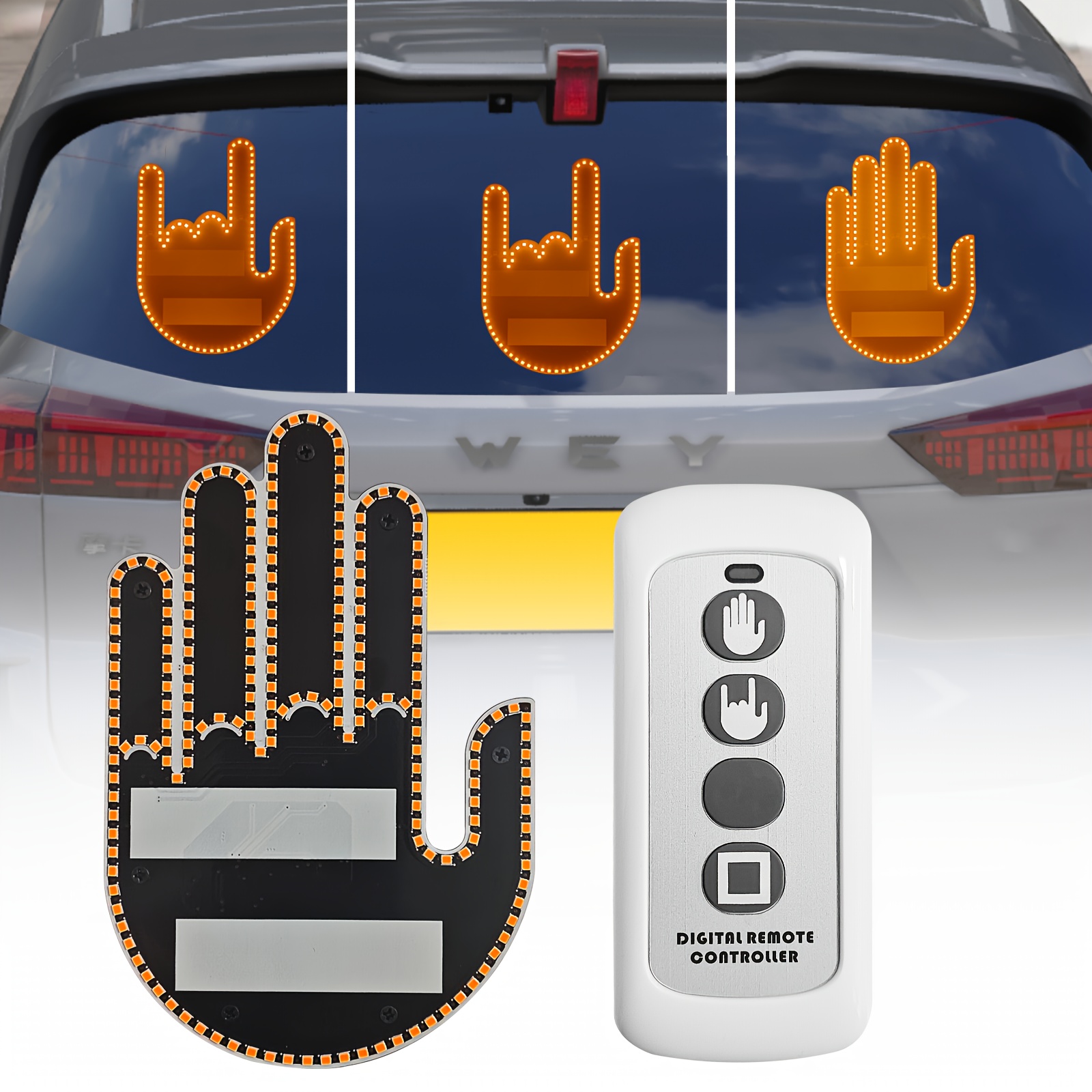 Delivery only] Funny Car Finger Light with Remote, Middle Finger Gesture  Light; Car accessories; BMW MERC