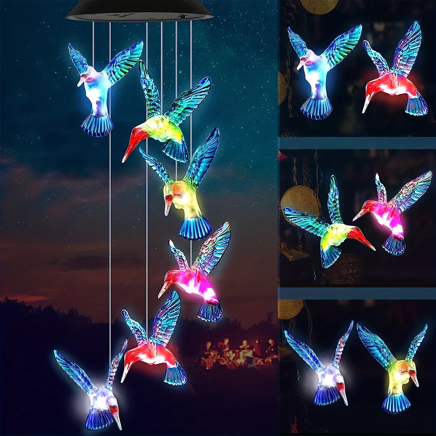 Carillons éoliens solaires en forme de papillon, cloche solaire, lampes  suspendues d'extérieur, lumière à couleur changeante, décoration de jardin,  cadeau - AliExpress