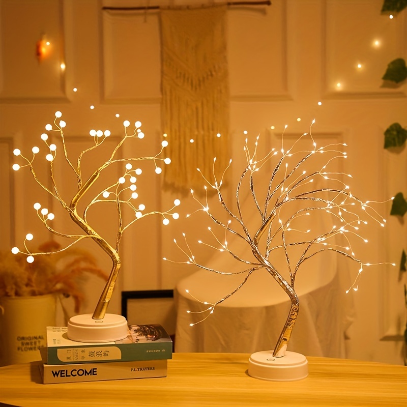 Arbre Lumineux 50 cm, Lumière de Nuit LED, 24 Lampe de Bouleau Blanc LED  pour les Vacances de Noël Décorations de Chambre d'Enfants