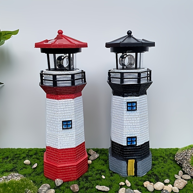 Phare LED à énergie solaire, lampe de style nautique, phare étanche  ornement de jardin phare décoratif de bord de mer phare à énergie solaire  avec lampe de phare rotative : : Luminaires
