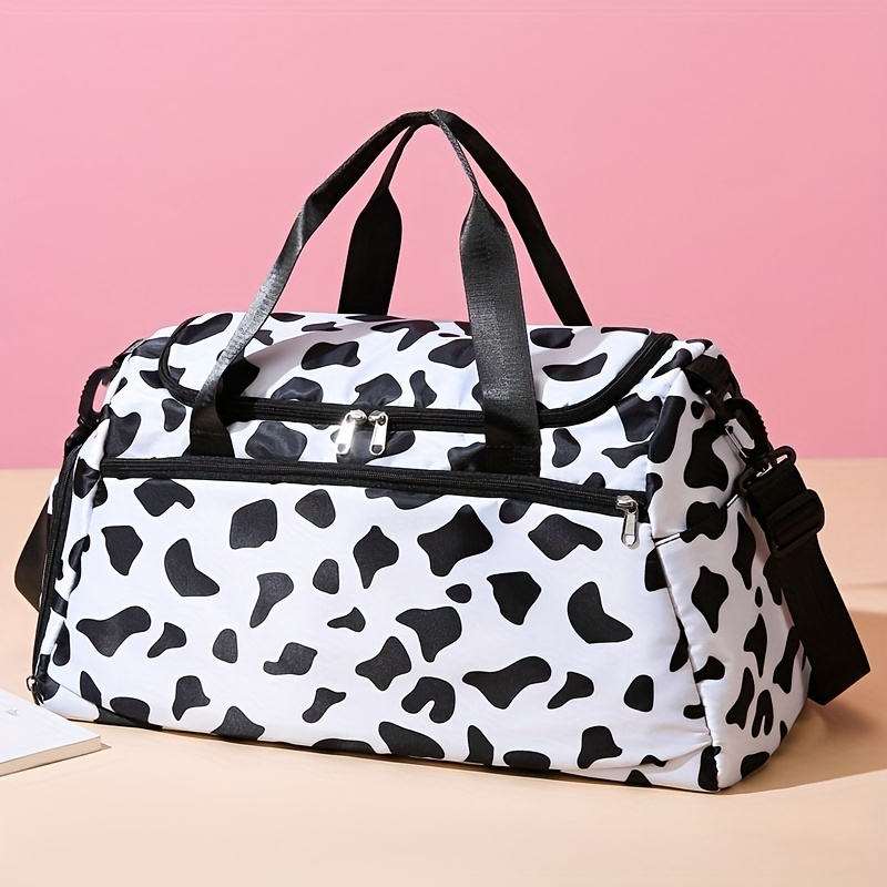 Women PU Leather Leopard Weekender Duffle Bag White Cheetah Duffle Tote  Larege Travel Bag with Shoulder Strap For Travel Holiday - AliExpress