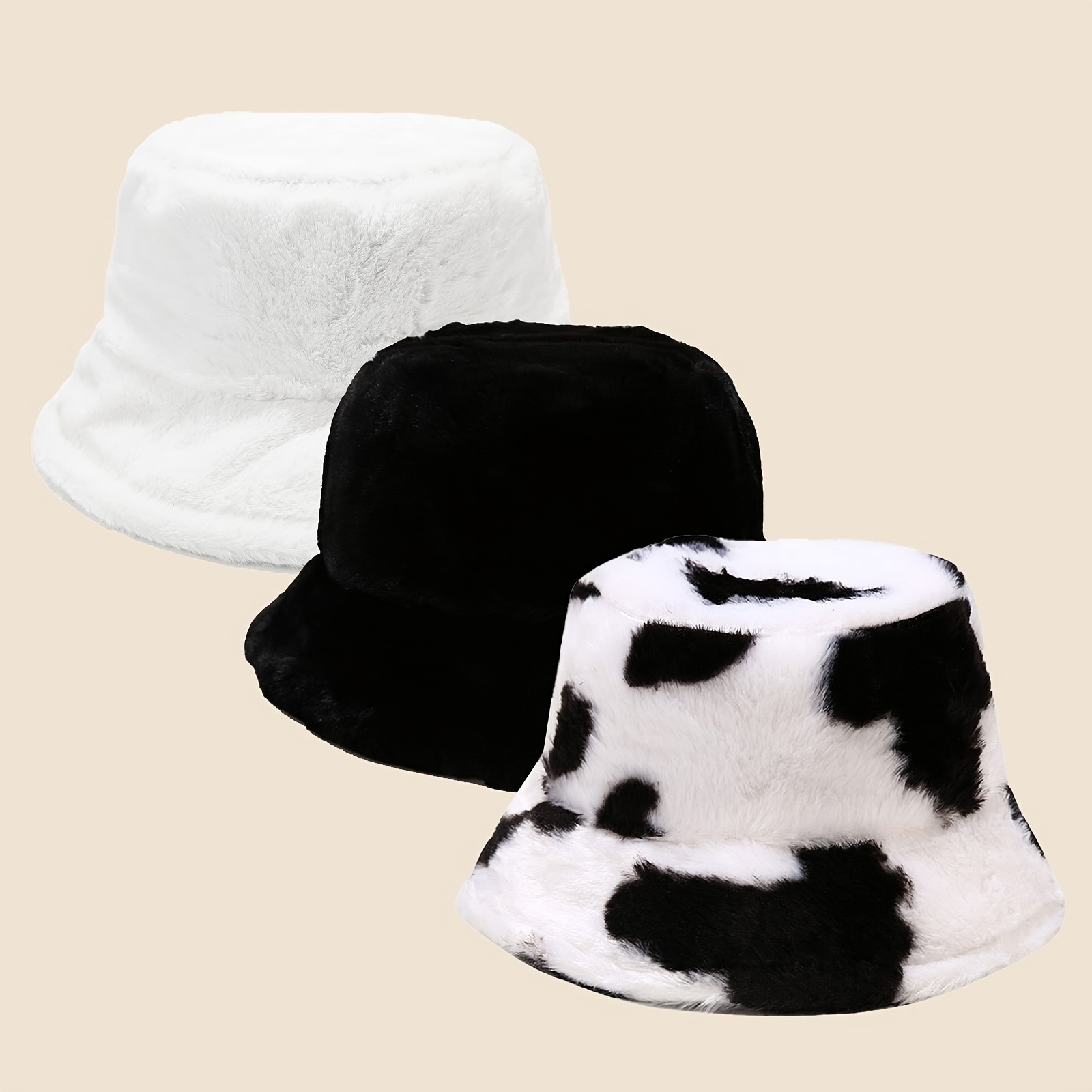 2023 Big Faux Fur Fluffy Bucket Hat for Women Luxury Plush Winter Hat  Thicken Snow Oversized Fur Bucket Hat Soft Big Panama Cap