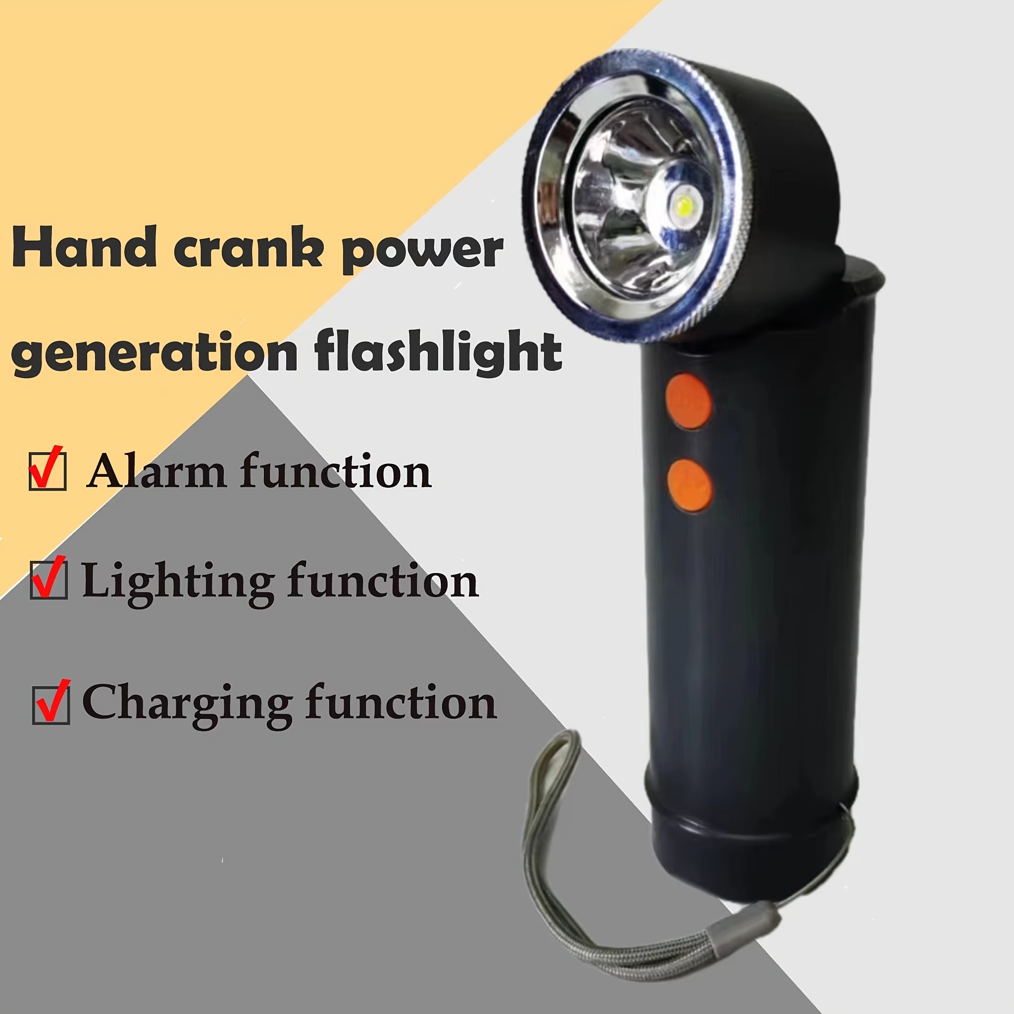 Self-powered Hand Crank Flashlight With 3 Bright Led Lights For Camping,  Home, And Emergency Survival - Temu