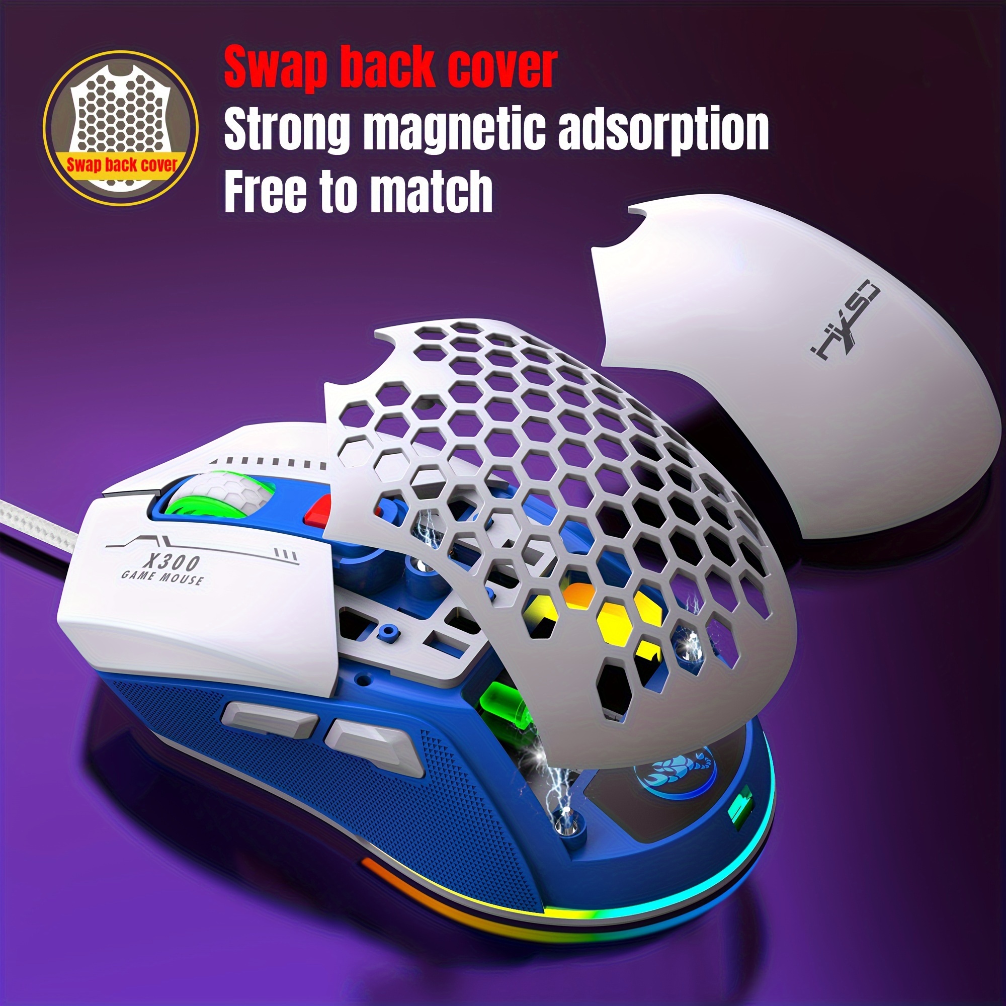 Wired Usb Gaming Mouse Honeycomb Shell Mini Ultra - Temu