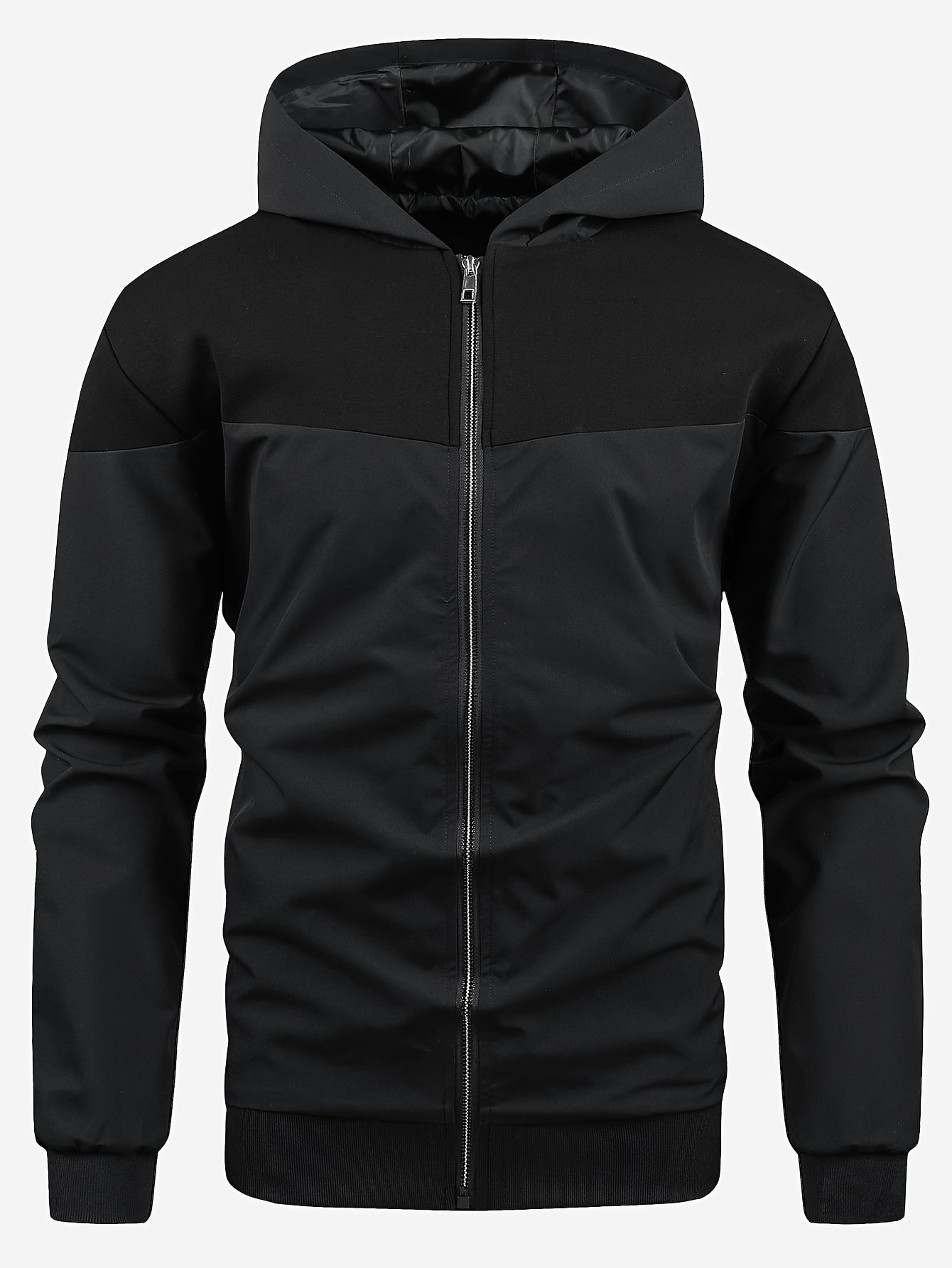 Trendy Windbreaker Hooded Jacket, Men's Casual Slant Pocket Jackets By  Activity For Spring Fall