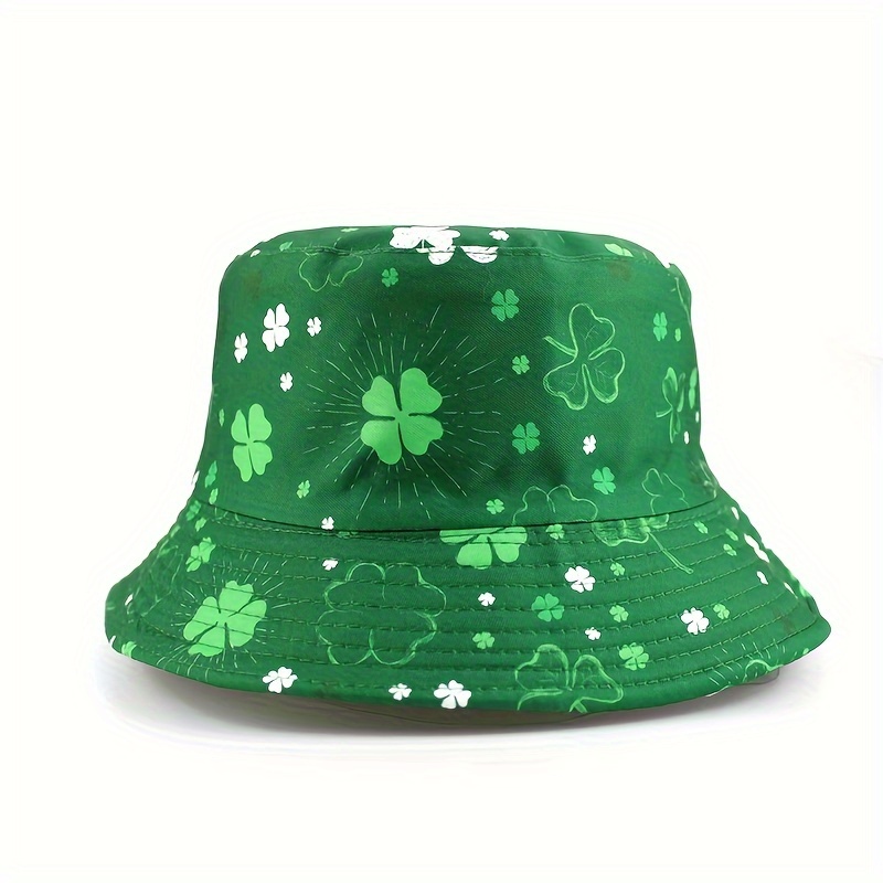 Bucket Hat Four Leaf Clover Lucky Embroidered Sun Cap Fishing Hat Happy St.  Patrick's Day 