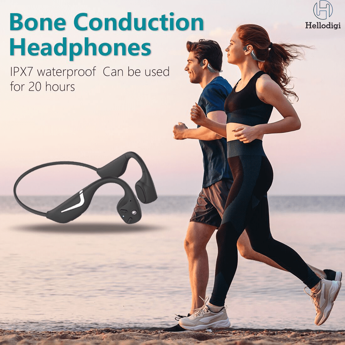 Comprar Auriculares inalámbricos de conducción ósea, auriculares deportivos  para correr, auriculares LED Bluetooth 5,1, manos libres con micrófono