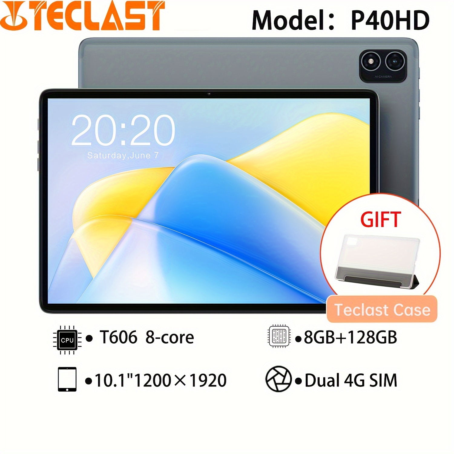 TECLAST Tablet Android 13 de 10 pulgadas P40HD 16GB RAM 128GB ROM 1TB TF Tablet  Android con CPU de 8 núcleos 2 4G/5G WiFi 4G tableta celular IPS 1920x1200  BT 5 0
