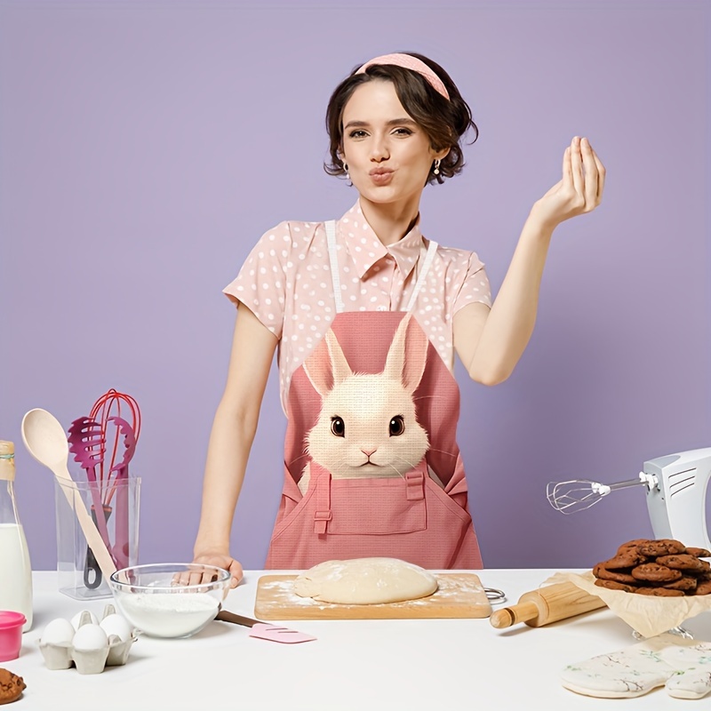 Apron Sleeveless Wipe Hand Cartoon Rabbit Women Apron Kitchen