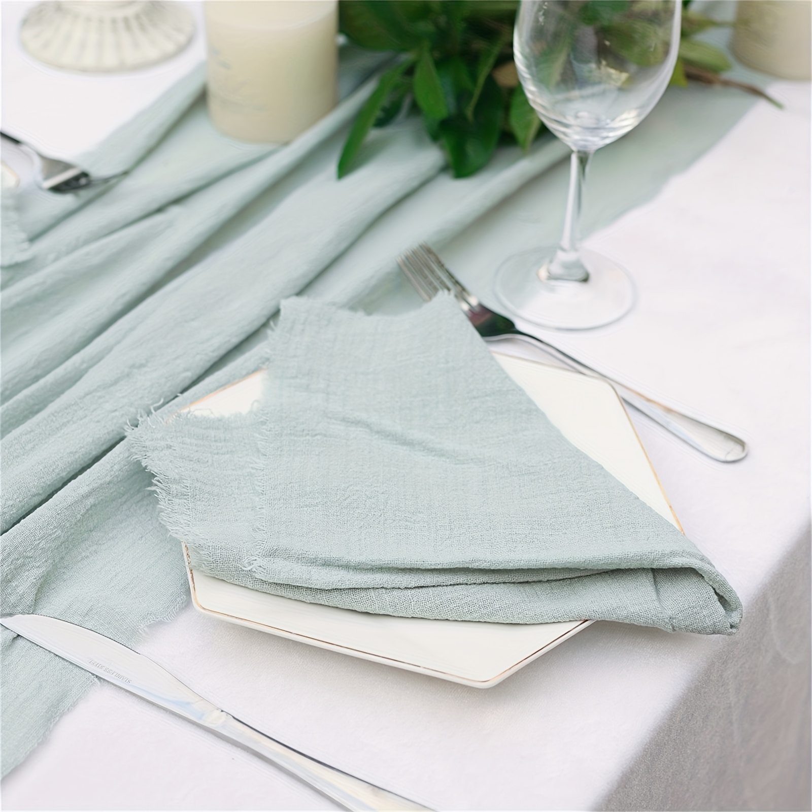 6 piezas/set servilletas de mesa de tela, servilletas de tela con adornos  festoneados minimalistas para mesa de comedor, Mode de Mujer