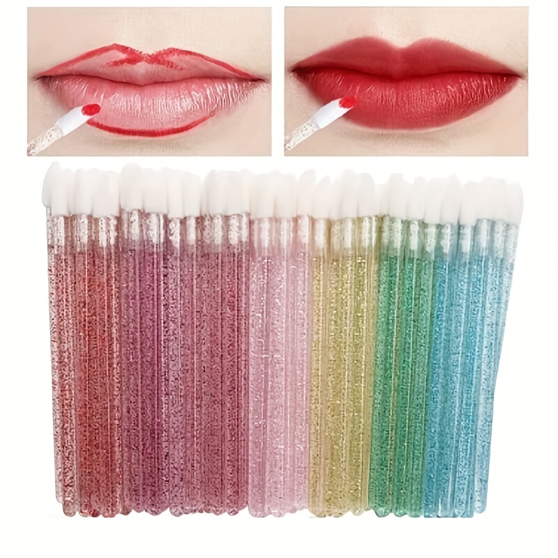 100Pcs Disposable Flat Head Lips Brush 