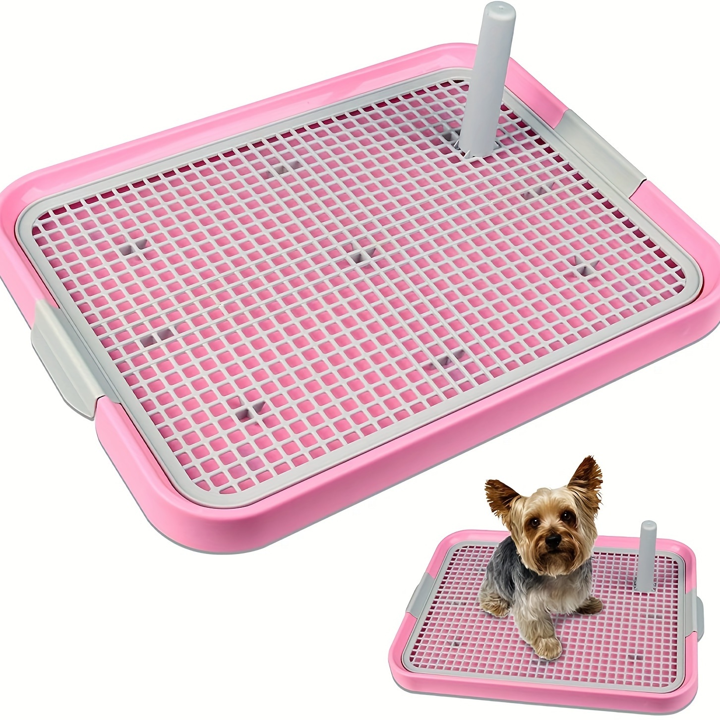 Inodoro para cachorros, bandeja para orinal para perros pequeños, extraíble  y portátil para perros machos y perros pequeños (rosa)