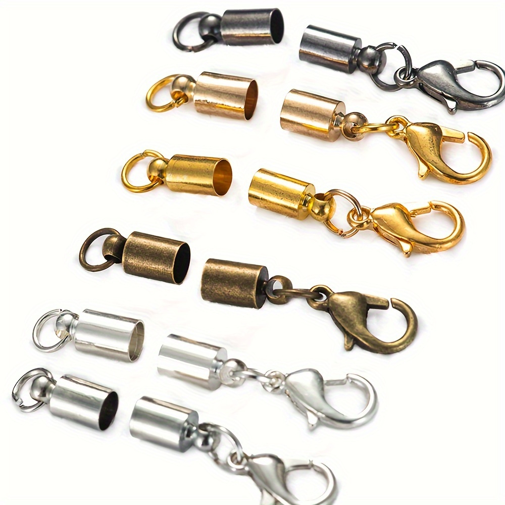 4~ Cord Ends 10 Styles Alloy Leather Glue In Barrel - Temu