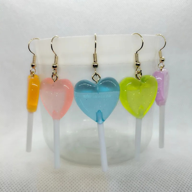 Boucles d'oreilles BIG HEART LOLLIPOP, boucles d'oreilles grand coeur,  boucles d'oreilles sucette coeur rouge, boucles d'oreilles Saint Valentin,  boucles d'oreilles pendantes coeur, grand coeur -  France