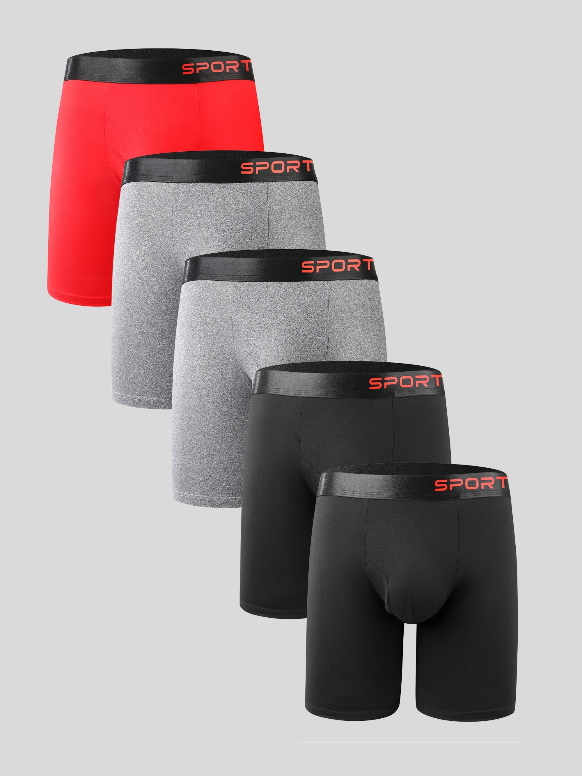 Men's Cotton Boxer Briefs Fashion Long Leg Sexy Solid Color - Temu