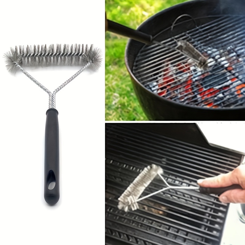 Grill Cleaner Long Handle Y-shaped Curly Brush For Outdoor Grills Stainless  Steel Bristles Non-stick Cleaning Brushes Bbq Accessories, School Supplies,  Back To School - Temu