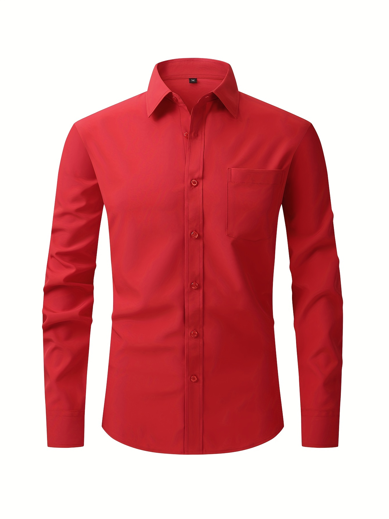 Camisa Roja Manga Larga - Temu