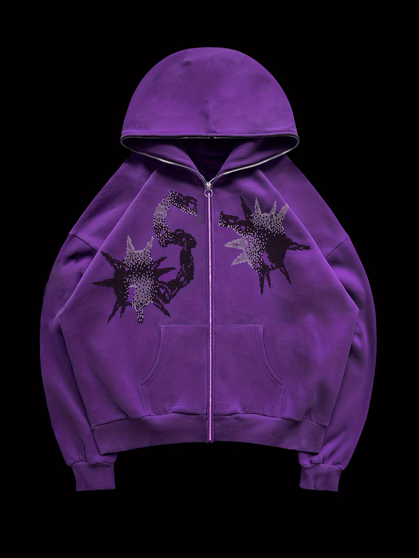 Purple Rhinestone Hoodie String