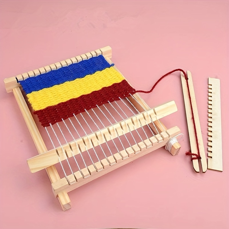 Small Weaving Loom Kit with 14 Hooks and 9 Needles Mini Darning Loom Speedweve Type Weave Tool Beginners Quickly Mending Loom Machine DIY Weaving Arts