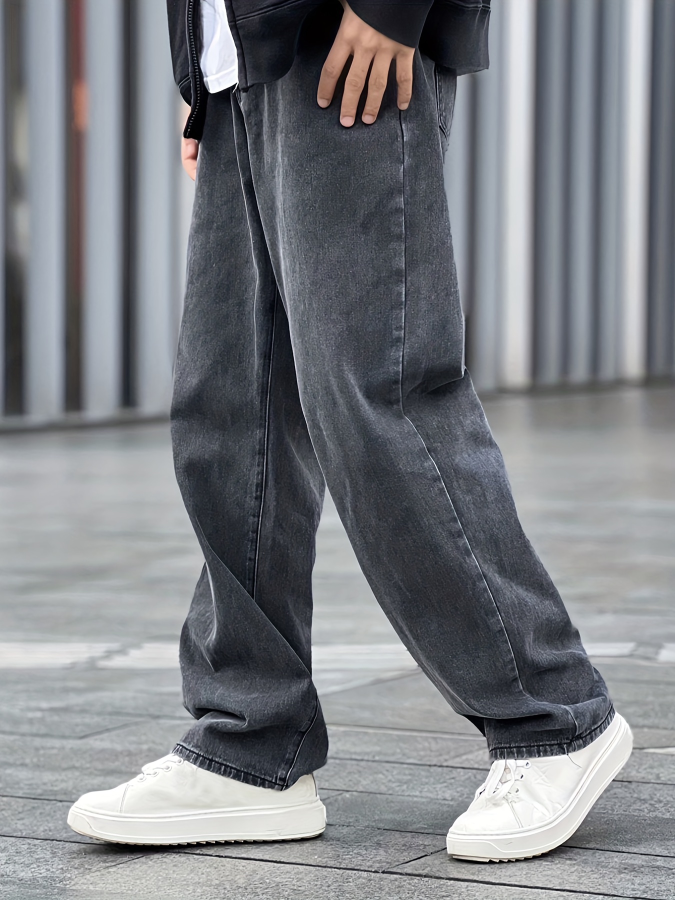 Jean baggy pour homme - Pantalon ample en jean streetwear décontracté -  Pantalon de skateboard pour homme - Bleu - Taille 36
