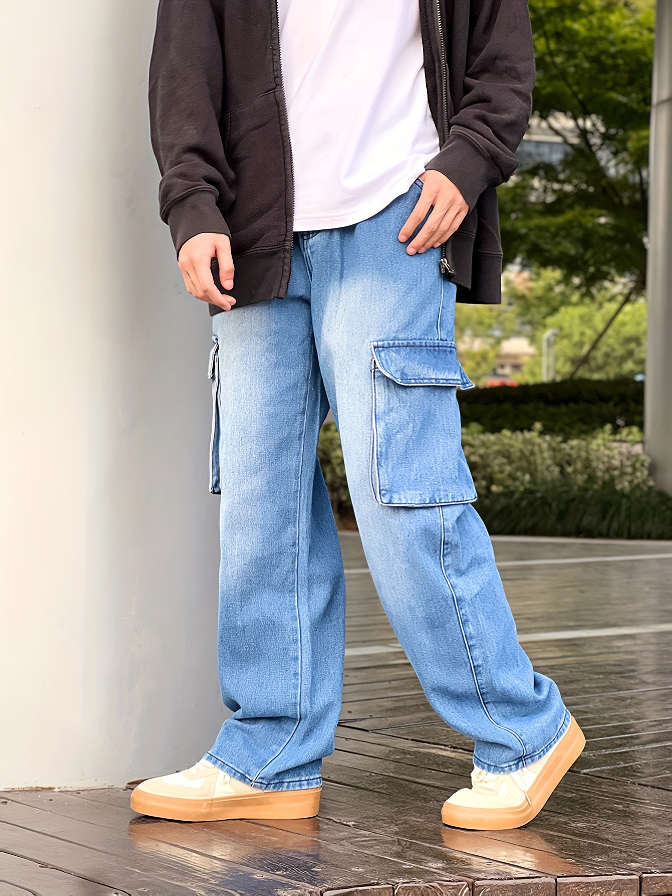 Letter Print Hip Hop Style Baggy Jeans, Men's Kpop Casual Vintage Street  Style Denim Pants