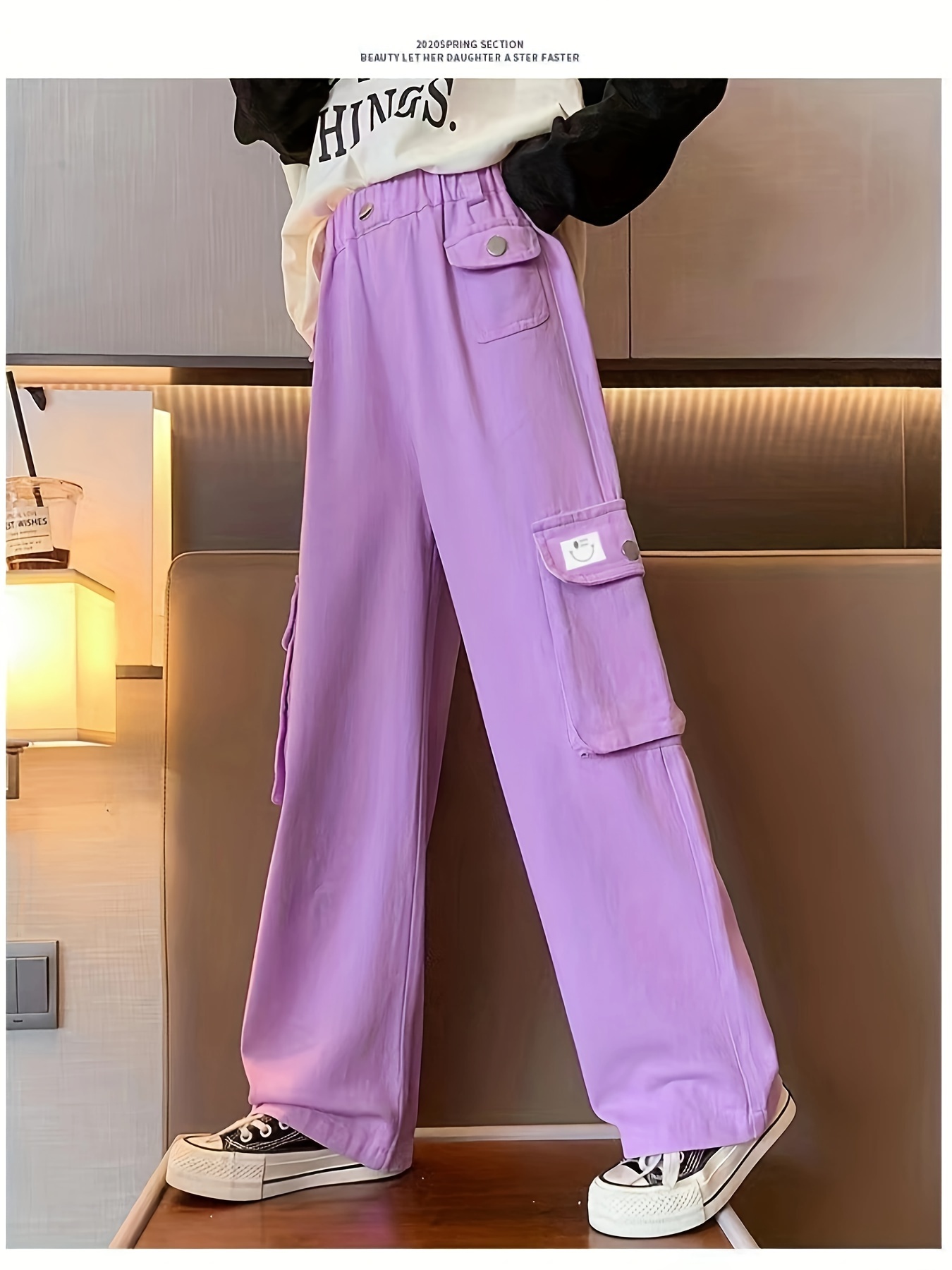 Girls Tie-Dye Star Color Block Trendy & All-match Cargo Pants, Teen Kids  Pants For Sports/ Leisure