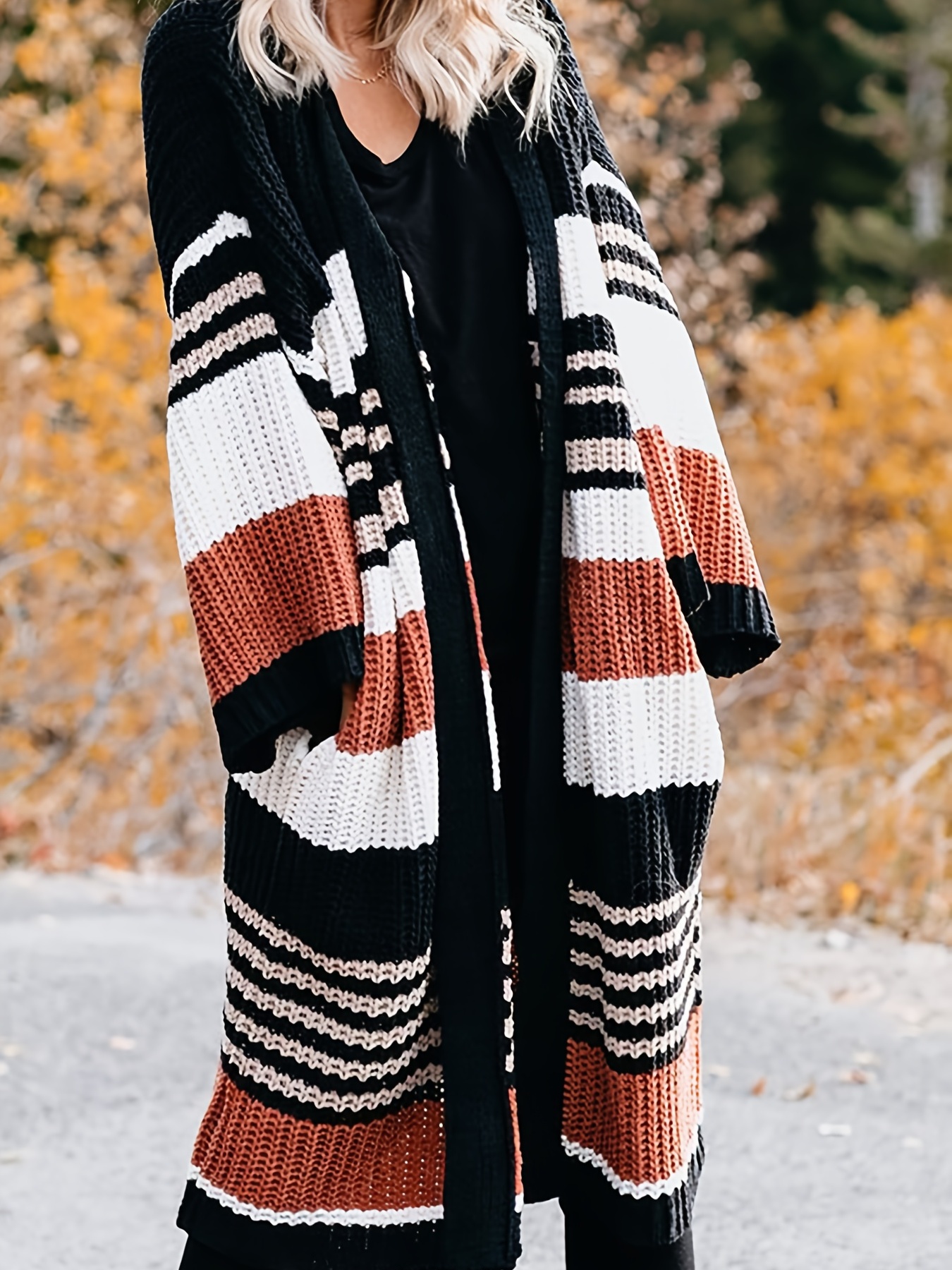 Scarf neck patchwork outlet striped cardigans