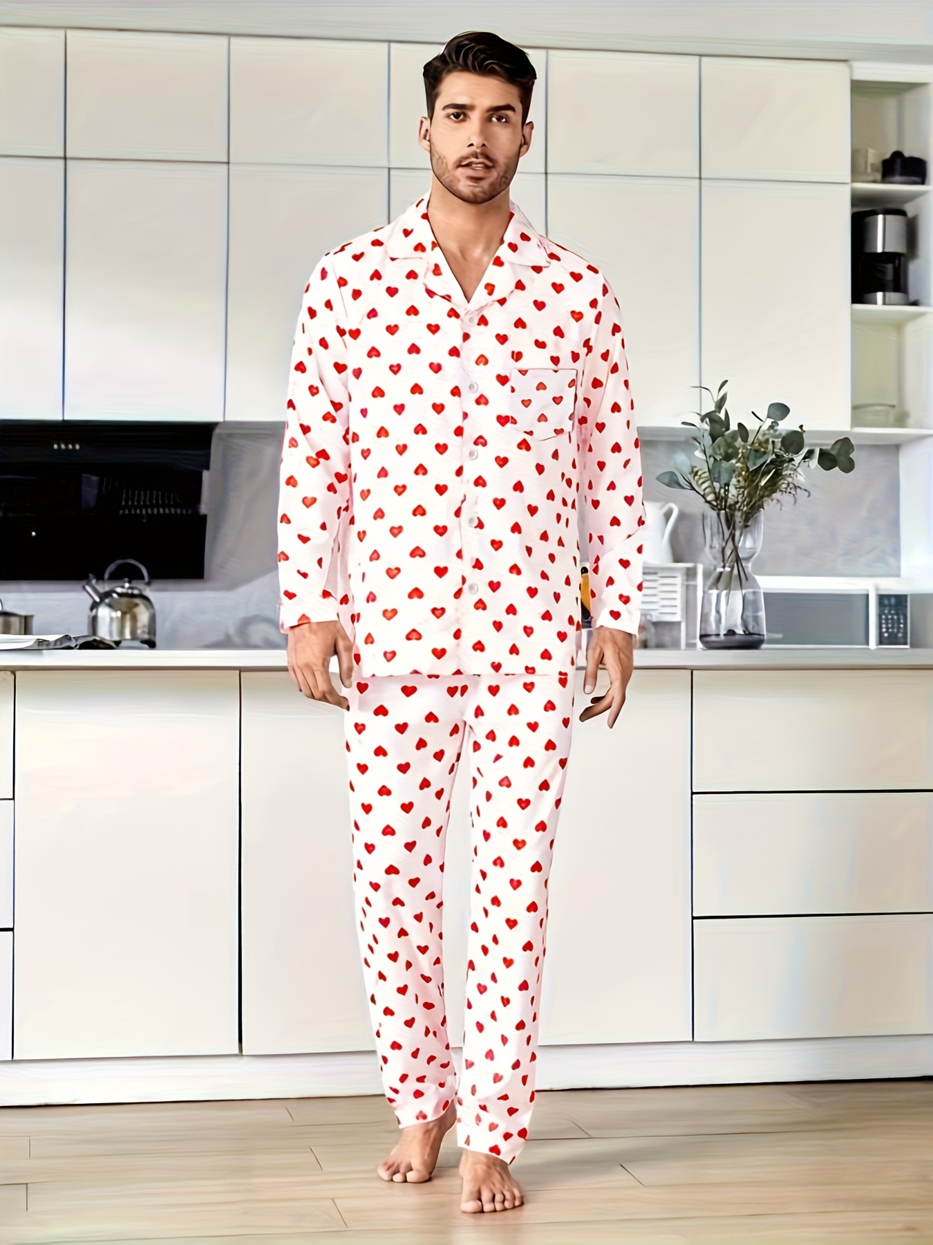 Men's Trendy Home Pajamas Sets, Casual Comfy Tees With Chest Pocket &  Checkered Pants, Outdoor Sets For Summer, As Valentine's Day Gifts