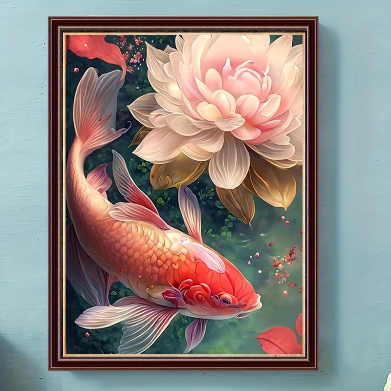 Animal Goldfish Ab Diamond Painting Kit Velvet Cloth Flower - Temu