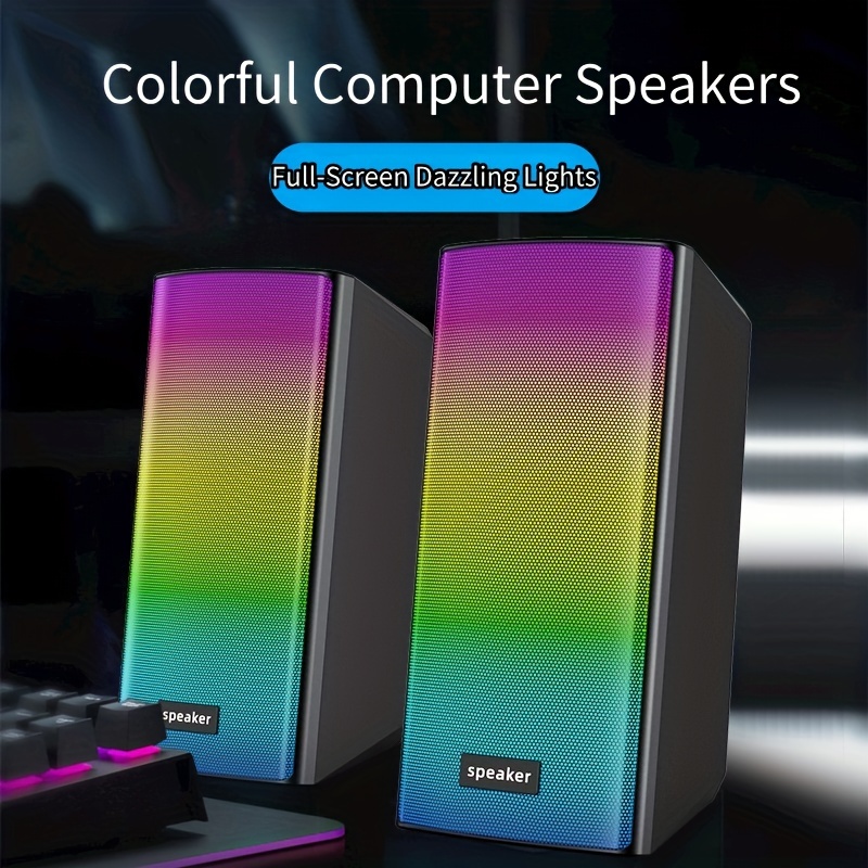  Parlantes para computador, barra de sonido RGB dinámica,  estéreo HiFi con Bluetooth 5.0 y conexión auxiliar de 3.5mm, alimentados  por USB, para computador de escritorio, portátil, tablet : Electrónica