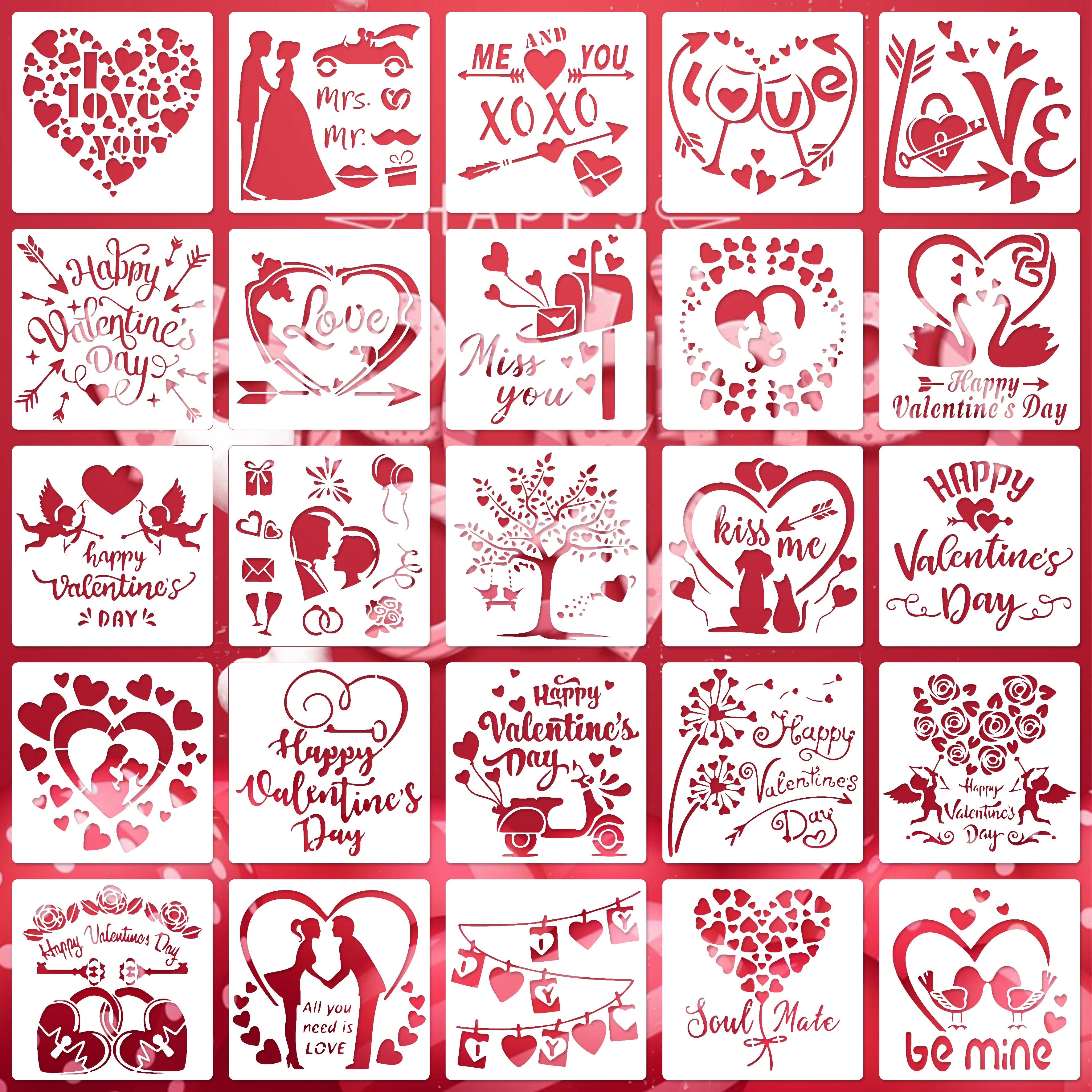 60pcs Heart Stencils For Painting 3 Inch Valentine Stencils For Adults On  Fabric Rock Card Art Paint Wall Furniture Home