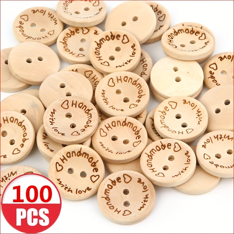 20 x Heart shaped Wooden Flat Buttons, 20mm Dyed, Sew Scrapbooking button