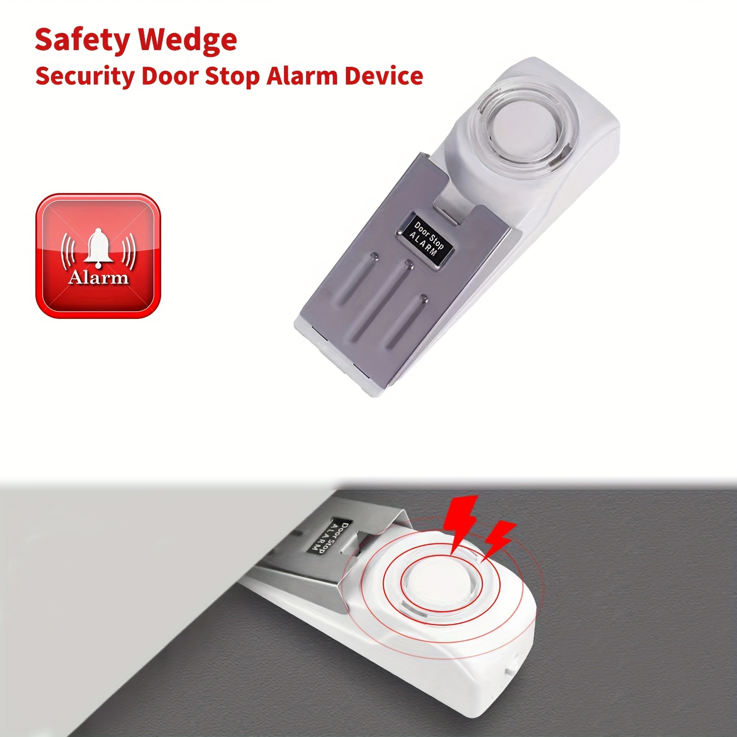 Alarma de seguridad SABRE cuña para puerta con sirena de 120 dB. Ideal para  casa, viaje, apartamento, cuarto.